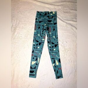 EUC Retro Geometric Abstract Pattern Yoga Pants by Local Portland OR Designer